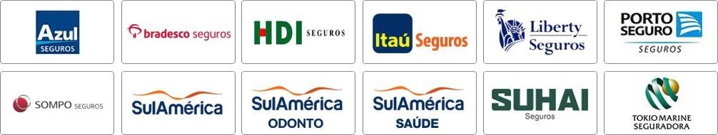 azul, bradesco, hdi, itau, liberty seguros, porto seguro, tokio, sompo, suhai, sul américa odonto.